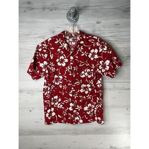 Hilo Hattie Kids Large Red Hawaiian Aloha Floral Hibiscus Shirt Made‎ Hawaii 804
